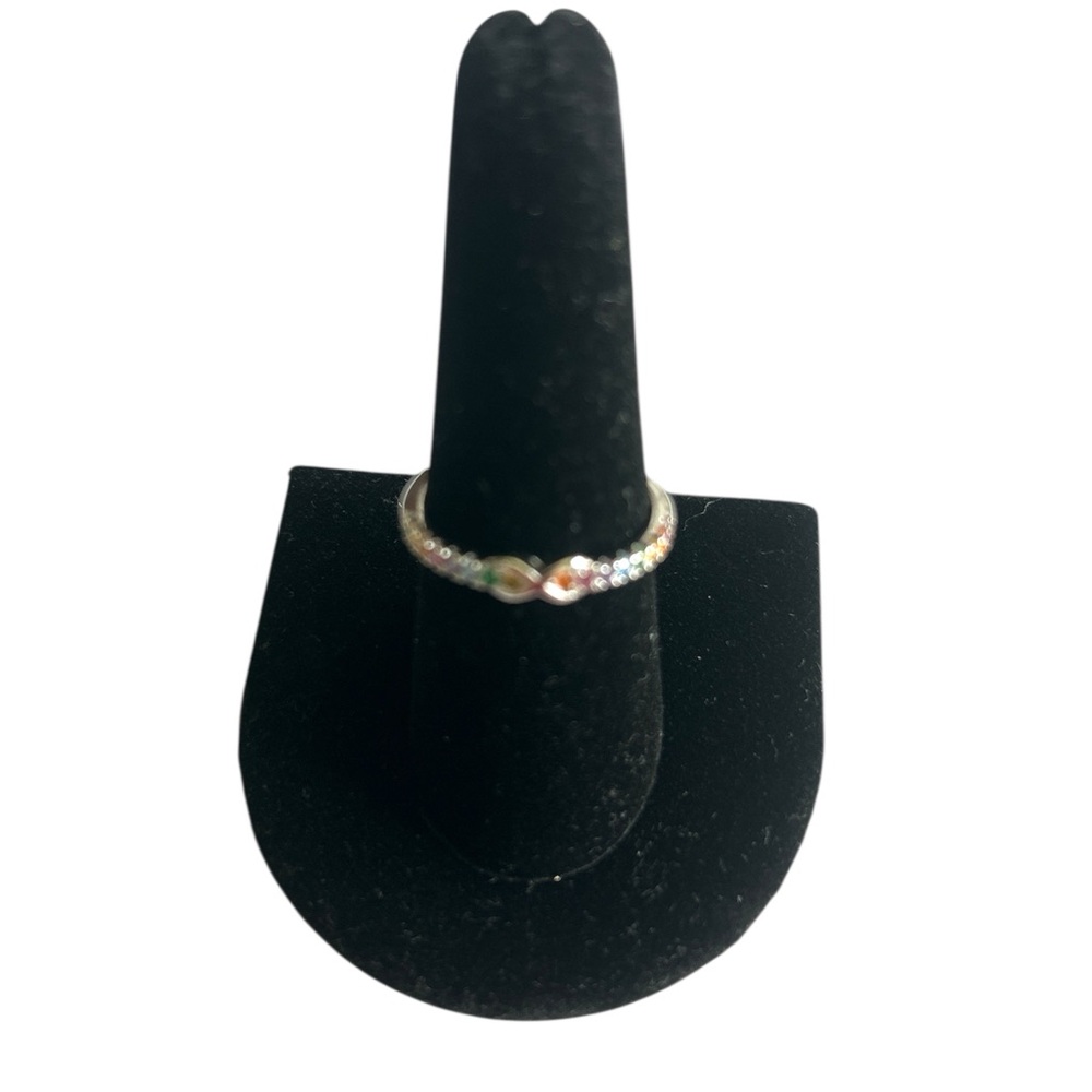 925 Silver Plated Infinity Rainbow Gemstone Women's Ring sz 8.5